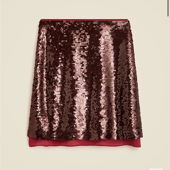 J crew cardinal burgundy Chiffon-lined sequin skirt - Picture 1 of 6